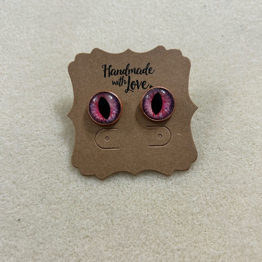 Hand crafted pink eyeball earrings